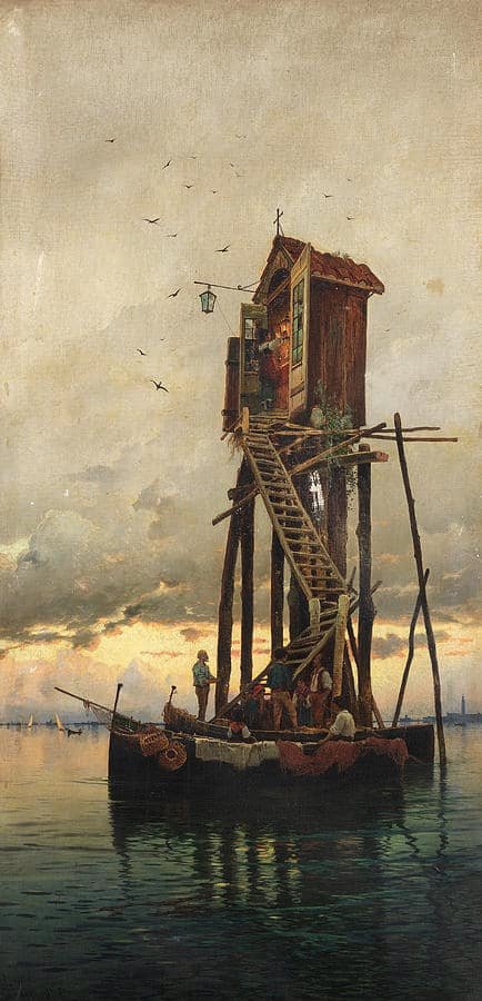 Hermann Corrodi Italian Attending To The Shrine