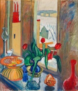Hilding Linnqvist Tulpaner I Blas Vas 1940s reproduction peinte à la main