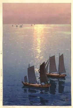 Hiroshi Yoshida Glittering Sea 1926 reproduction peinte à la main