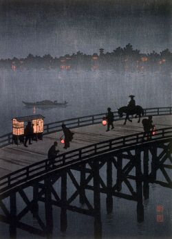 Hiroshima Koho Night View Of Ohashi Bridge reproduction peinte à la main