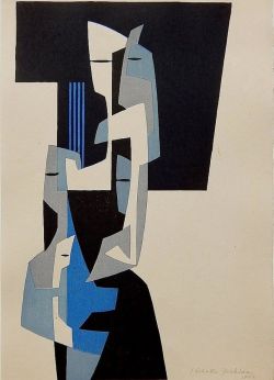 Hodaka Yoshida, People, 1952 reproduction peinte à la main