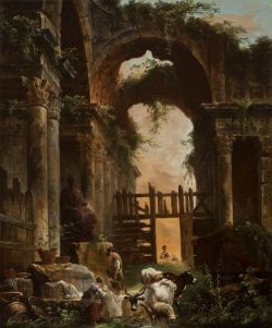 Hubert Robert Roman Ruins - 1759 reproduction peinte à la main