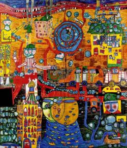 Peinture sur toile de Hundertwasser 30 Days Fax Painting reproduction peinte à la main
