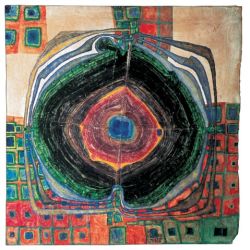 Peinture sur toile de Hundertwasser A Raindroip Which Falls Into The City reproduction peinte à la main