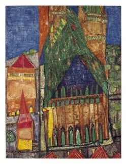 Peinture sur toile de Hundertwasser Cathedral I reproduction peinte à la main