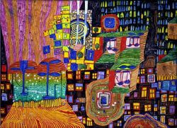 Peinture sur toile de Hundertwasser City View reproduction peinte à la main