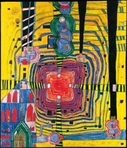 Peinture sur toile de Hundertwasser Close Up Infinity - Tagores Sun reproduction peinte à la main