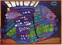 Peinture sur toile de Hundertwasser Example For Bruno reproduction peinte à la main