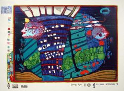 Peinture sur toile de Hundertwasser Exodus Into Space reproduction peinte à la main