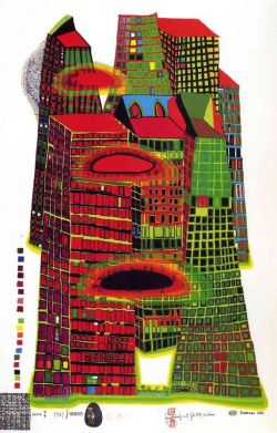 Peinture sur toile de Hundertwasser Good Morning City reproduction peinte à la main