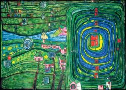 Peinture sur toile de Hundertwasser Grass For Those Who Cry reproduction peinte à la main