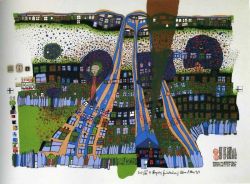 Peinture sur toile de Hundertwasser Let Us Pray Manitou Wins reproduction peinte à la main