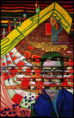 Peinture sur toile de Hundertwasser Mourning Schiele reproduction peinte à la main