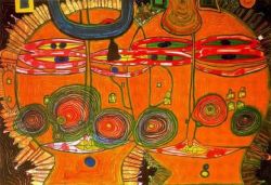 Peinture sur toile de Hundertwasser No Title reproduction peinte à la main