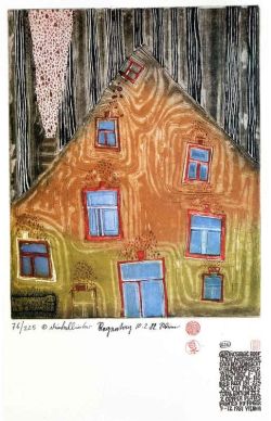Peinture sur toile de Hundertwasser Nostalgic Roof reproduction peinte à la main