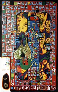 Peinture sur toile de Hundertwasser Olympic Games Munich 1972 reproduction peinte à la main