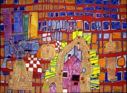 Peinture sur toile de Hundertwasser Rebellion Of The Grid reproduction peinte à la main