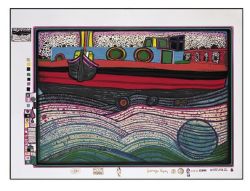 Peinture sur toile de Hundertwasser Regentag On Waves Of Love reproduction peinte à la main