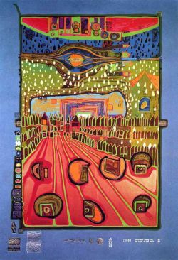 Peinture sur toile de Hundertwasser Street For Survivors reproduction peinte à la main