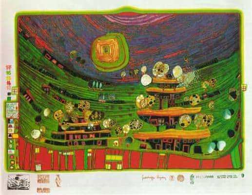 Hundertwasser The Houses Are Hanging Underneath The Meadow