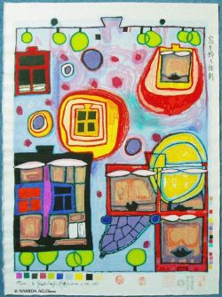 Peinture sur toile de Hundertwasser Window Right reproduction peinte à la main