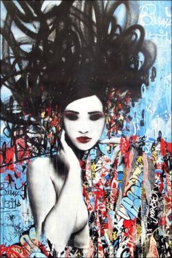 Peinture sur toile de Hush, Street Geisha reproduction peinte à la main