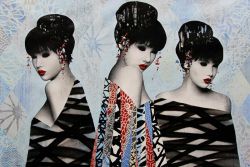 Peinture sur toile de Hush, Trilogy In Black reproduction peinte à la main