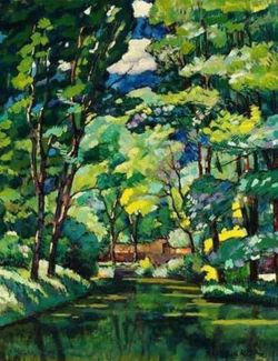 Ilya Mashkov Landscape With A Pond 1921 reproduction peinte à la main