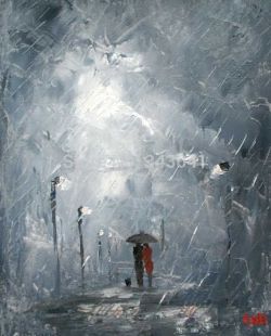 Peinture sur toile de Inconnu Pluie Grise reproduction peinte à la main