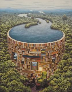 Peinture sur toile de Jacek Yerka - Bible Dam reproduction peinte à la main