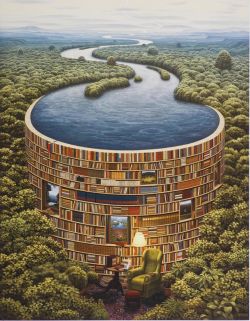 Peinture sur toile de Jacek Yerka Bible Dam reproduction peinte à la main