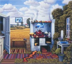 Peinture sur toile de Jacek Yerka Confusion In The Kitchen reproduction peinte à la main