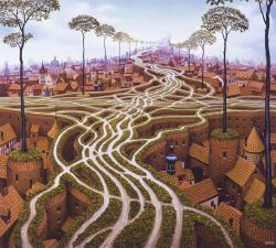 Peinture sur toile de Jacek Yerka Erosion reproduction peinte à la main