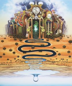 Peinture sur toile de Jacek Yerka Flumen Temporis reproduction peinte à la main