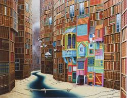 Peinture sur toile de Jacek Yerka Ink Street reproduction peinte à la main