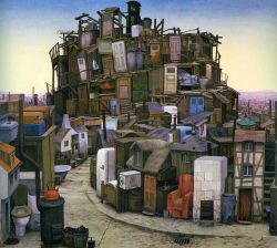 Peinture sur toile de Jacek Yerka Metropolis reproduction peinte à la main