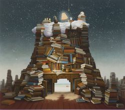 Peinture sur toile de Jacek Yerka Night Reading reproduction peinte à la main