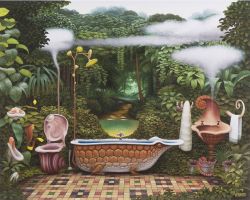 Peinture sur toile de Jacek Yerka Pocket Jungle Bathroom reproduction peinte à la main