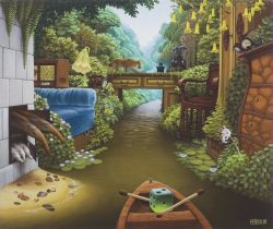 Peinture sur toile de Jacek Yerka Pocket Jungle Room reproduction peinte à la main