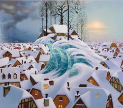 Peinture sur toile de Jacek Yerka Winter Wave reproduction peinte à la main