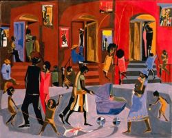 Jacob Lawrence Brownstone 1958 reproduction peinte à la main