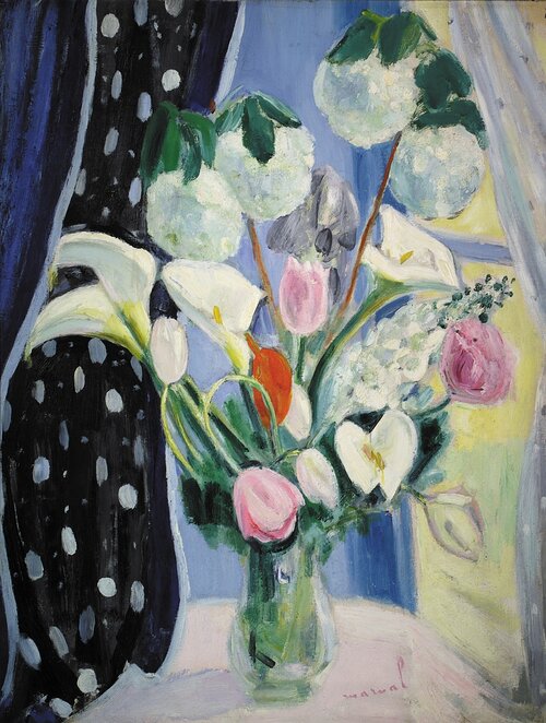 Jacqueline Marval, Bouquet de Fleurs au Rideau Noir