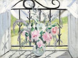 Peinture sur toile de Jacqueline Marval, Bouquet à ma Fenêtre, 1924 reproduction peinte à la main