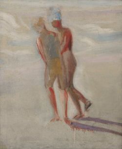 Peinture sur toile de Jacqueline Marval, Femmes sur la Plage reproduction peinte à la main