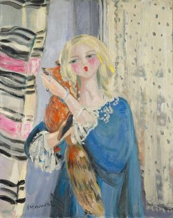 Peinture sur toile de Jacqueline Marval, L'enfant au Renard, 1922 reproduction peinte à la main