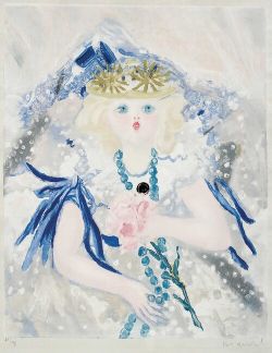 Peinture sur toile de Jacqueline Marval, L'Enfant Déguisée reproduction peinte à la main