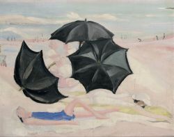 Peinture sur toile de Jacqueline Marval, Les Parapluies, Biarritz, 1924 reproduction peinte à la main