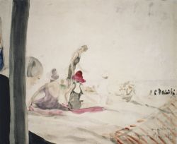 Peinture sur toile de Jacqueline Marval, Plage près de Biarritz reproduction peinte à la main