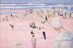 Peinture sur toile de Jacqueline Marval, Plage Rose, la Côte des Basques, c 1923 reproduction peinte à la main