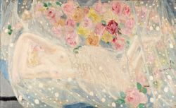 Peinture sur toile de Jacqueline Marval, Rêve de Femme Endormie, 1928 reproduction peinte à la main